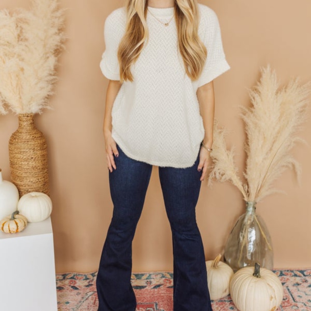 Dolman sleeve fuzzy knit top
